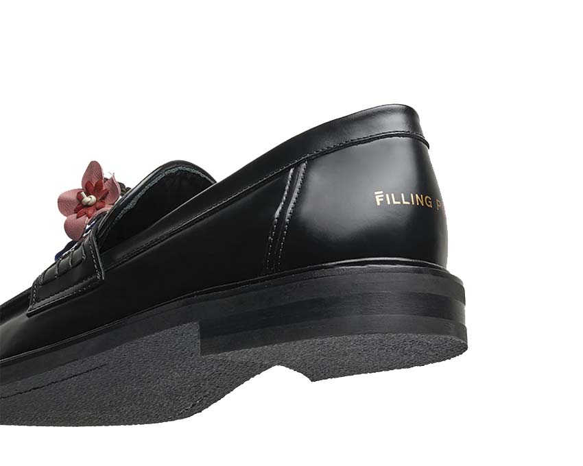 Filling Pieces Loafer Bouquet Black suela — suela de cuero cosida