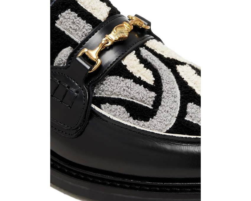 Filling Pieces Loafer Gowtu Black Grey vue latérale — cuir noir et gris