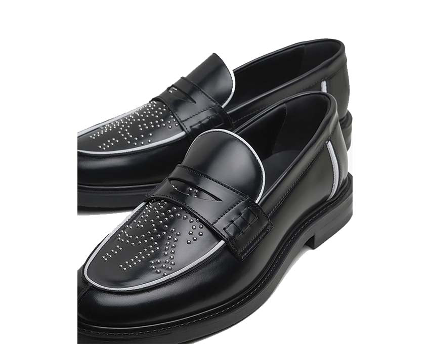 Filling Pieces Loafer Gowtu Studs Black vue latérale — studs or/argent