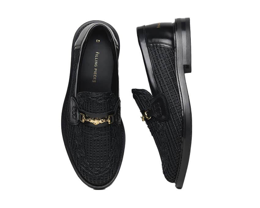 Filling Pieces Loafer Panier Black détail — finitions artisanales