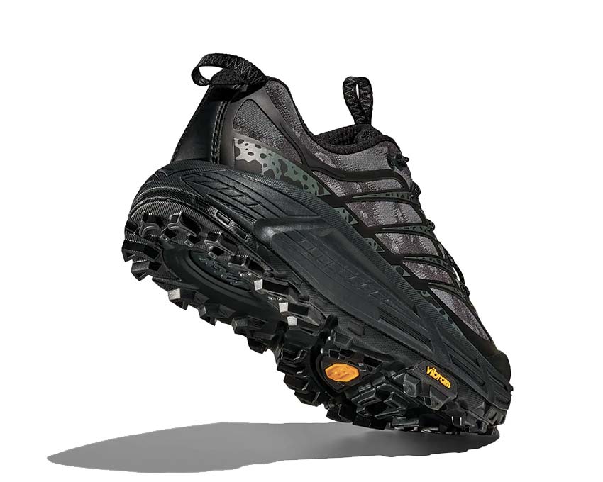 HOKA Mafate Three2 Black Carbon vista lateral — tecnología Meta-Rocker