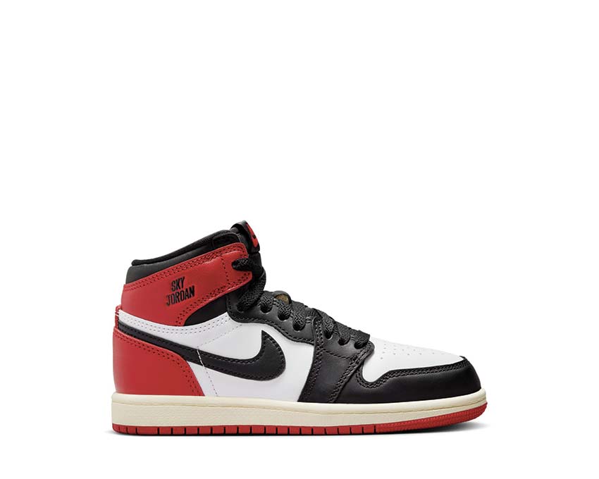 Jordan 1 Retro High OG Black Toe PS White Black Varsity Red Sail — sneaker enfant PS