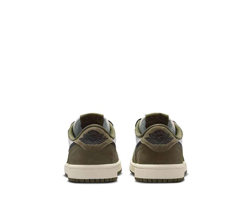 Jordan 1 Retro Low OG PS Medium Olive détail — cuir olive summit white enfant