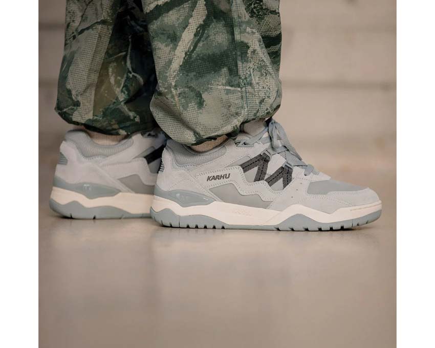 Karhu Fusion XT Lunar Rock Magnet side view — grey and black mesh cross training upper