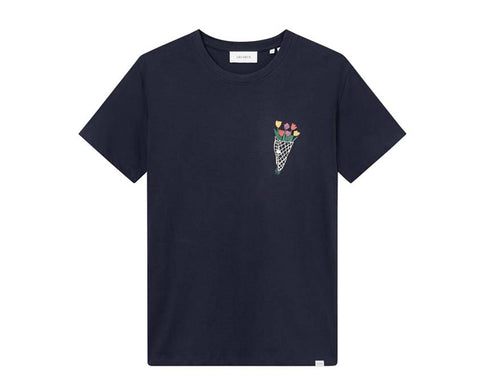 Les Deux Bouquet T-Shirt Dark Navy — camiseta unisex algodón motivo bouquet