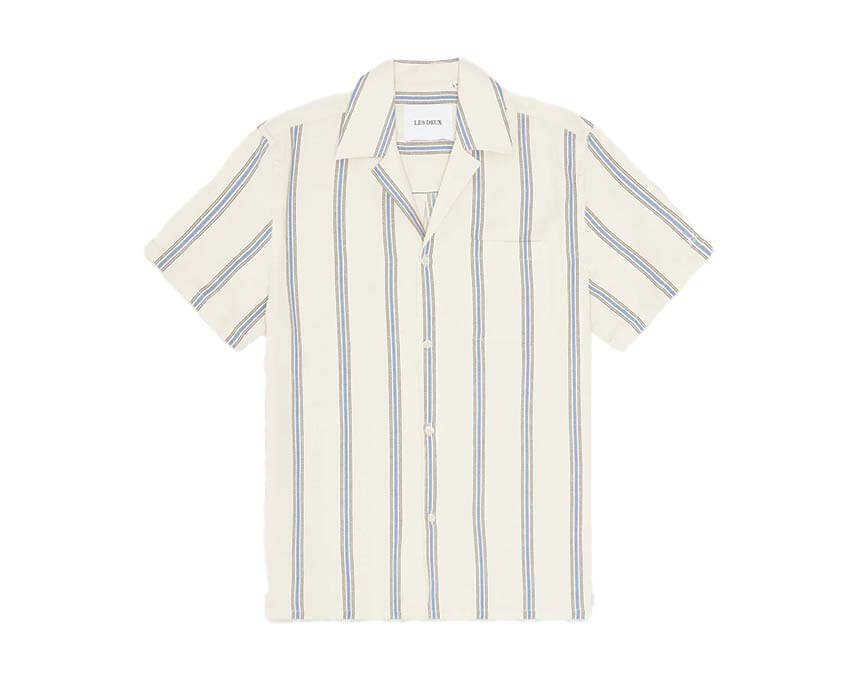 Les Deux Lawson Stripe Shirt Eggnog White — chemise homme rayée blanc cassé
