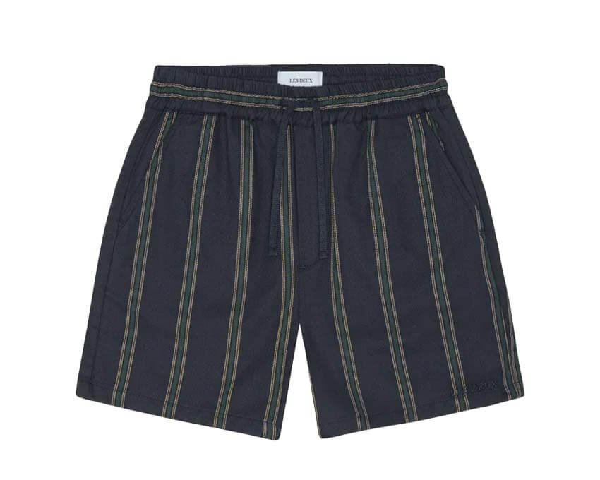 Les Deux Lawson Stripe Shorts Marine Blue — short homme rayé bleu marine