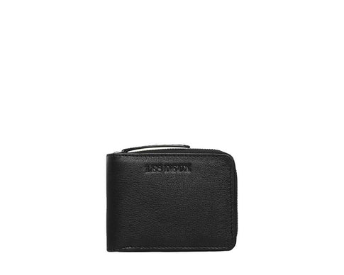 Les Deux Leather Zip Wallet Black — portefeuille unisexe cuir zippé