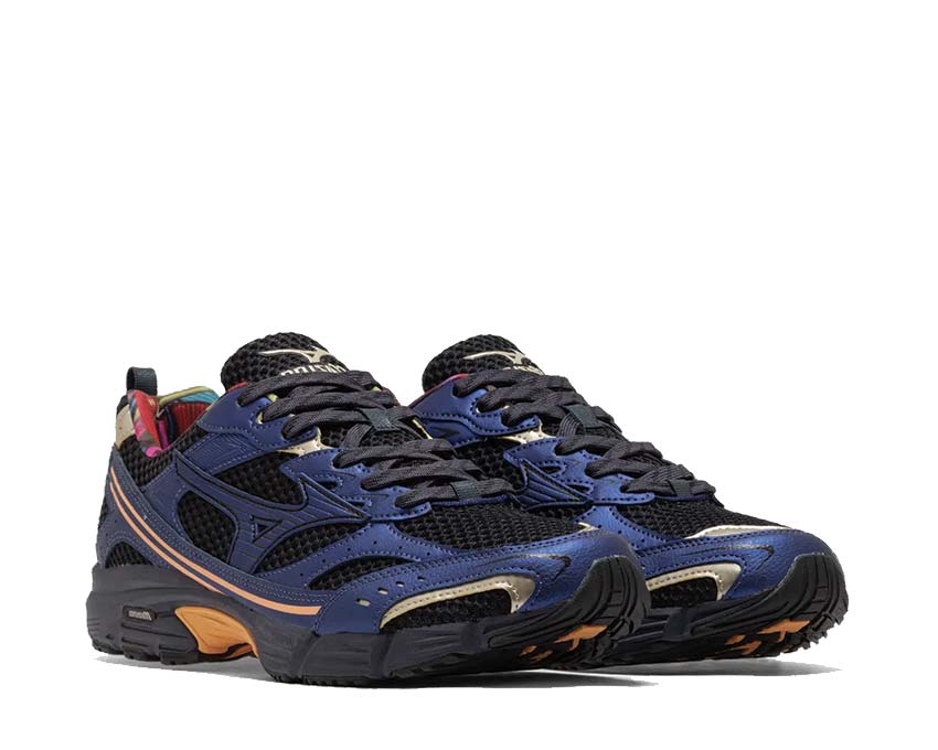 Mizuno MXR Black Cadmium Orange vue latérale — contraste noir Cadmium Orange
