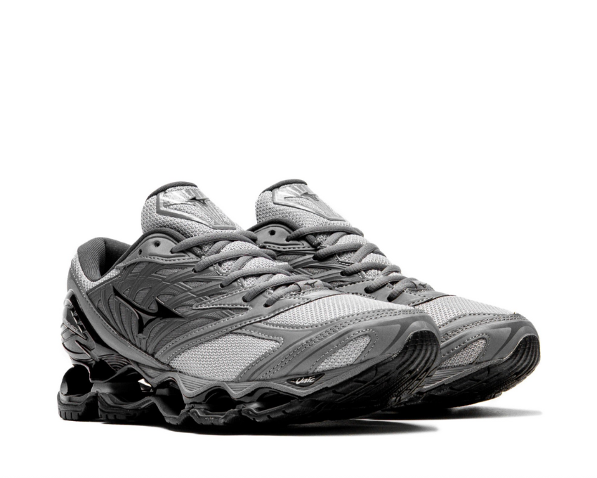 Mizuno Wave Prophecy LS Ultimate Gray Quiet Shade vue latérale — LS lacets