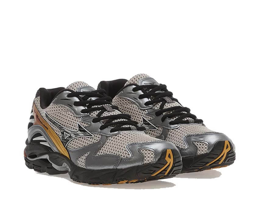 Mizuno Wave Rider 10 Harbor Mist Seitenansicht — Wave Technologie Laufschuh