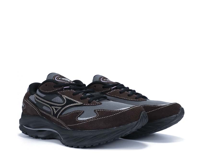 Mizuno Wave Rider β Quiet Shade vista laterale — mesh grigio traspirante