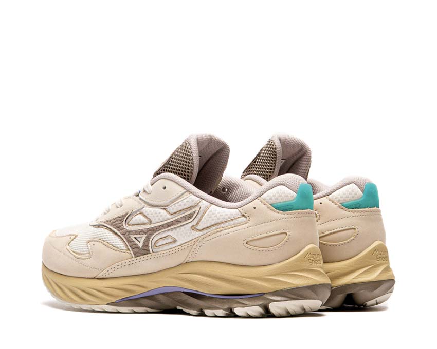 Mizuno Wave Rider β Premium Summer Sand détail — coloris Cedar Vintage Khaki