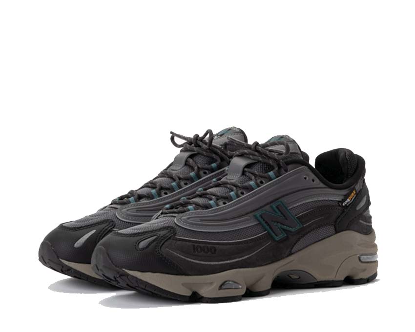 New Balance 1000 Cordura Black Cement outsole — two-tone black and grey lugged sole