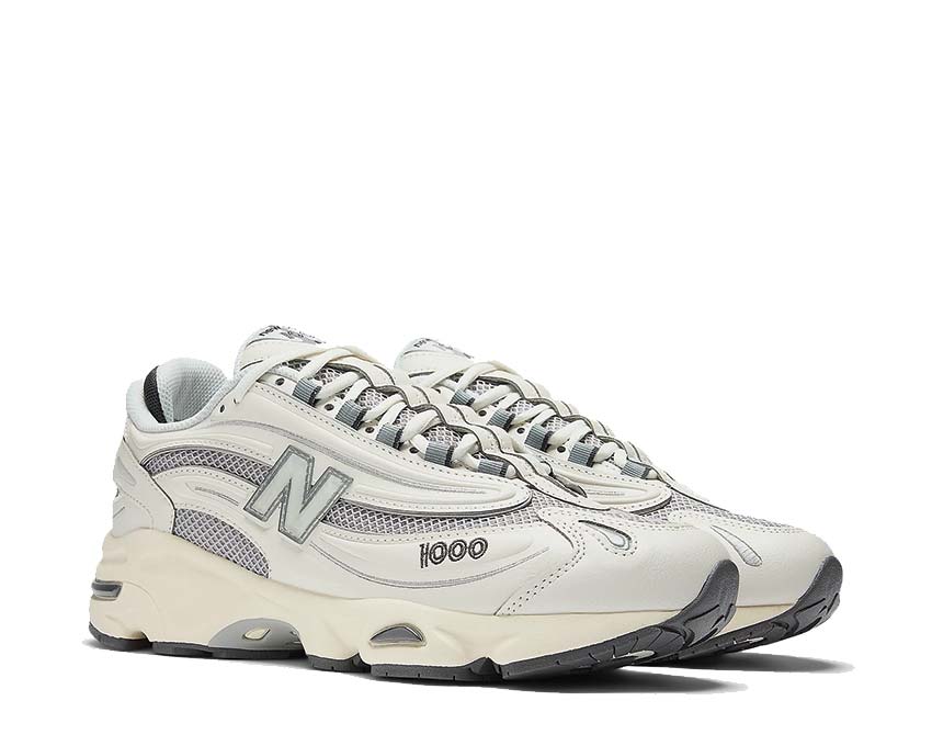 New Balance 1000 Sea Salt vue latérale — tige en cuir et mesh respirant