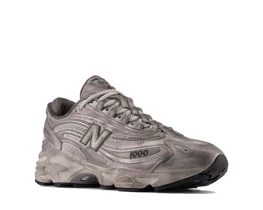 New Balance 1000 Silver Metallic lateral view — metallic overlays