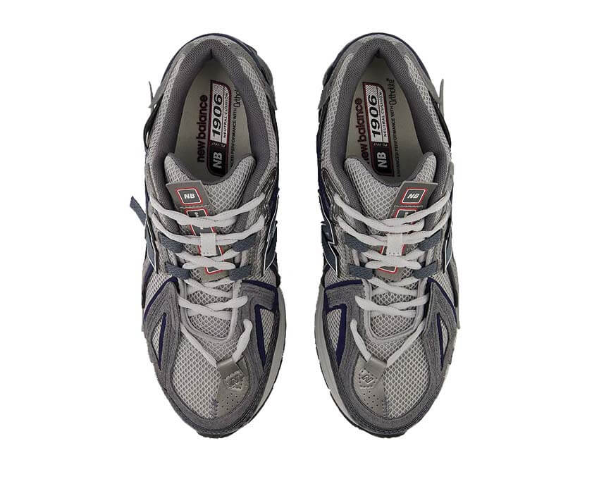 New Balance 1906F Graphite détail — empiècements logo N gris graphite premium