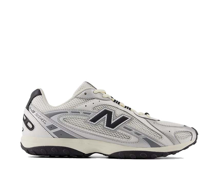 New Balance 204L Silver Metallic — silver metallic sneaker with futuristic look