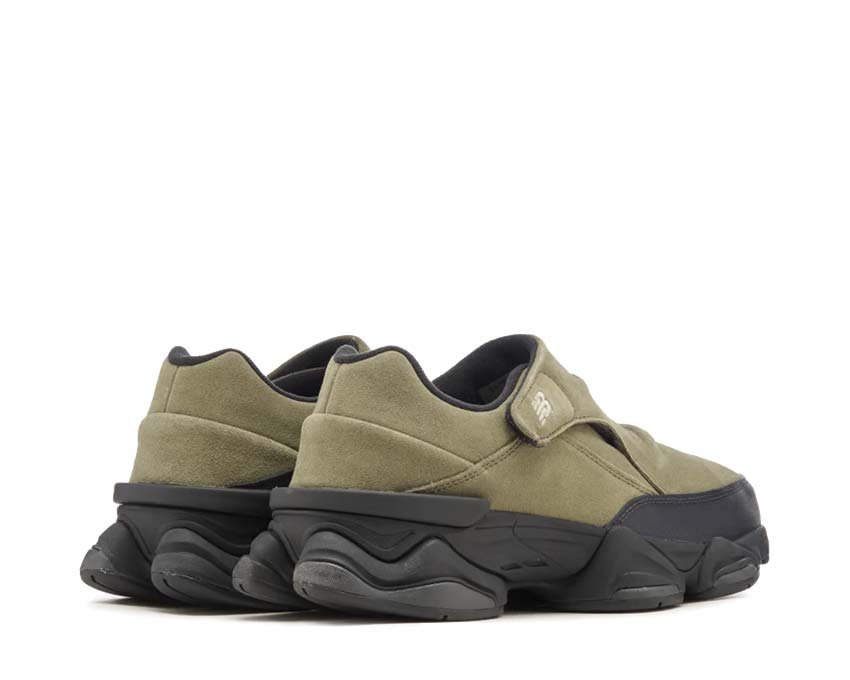 New Balance 8040 Dark Olivine vue latérale — design outdoor robuste