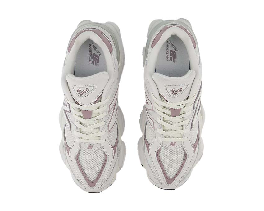 New Balance 9060 Grey Matter Ice Wine dettaglio — pannelli materiale sovrapposti