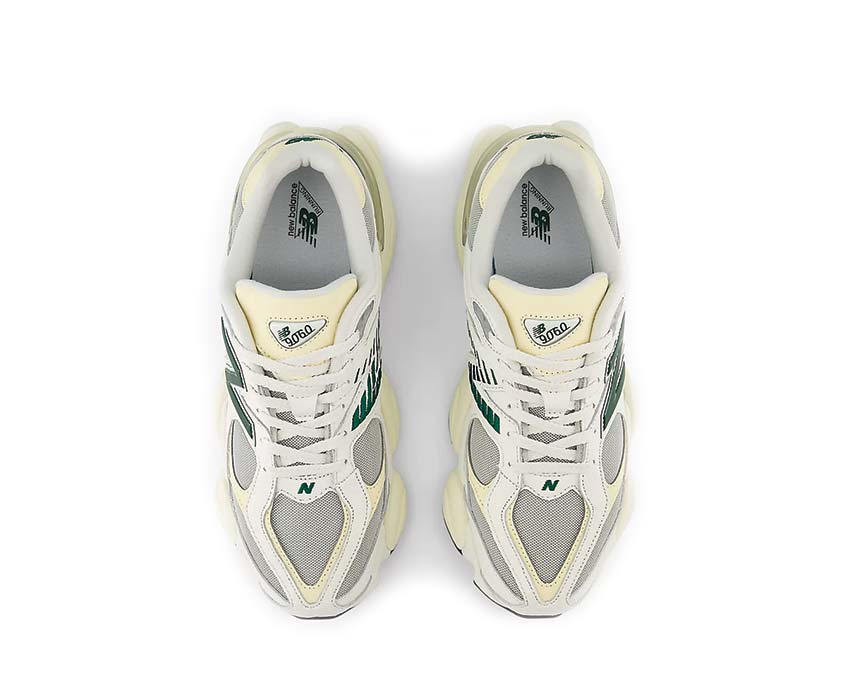 New Balance 9060 Sea Salt Marsh Green détail — coloris naturel bi-matière