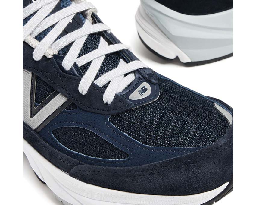 New Balance 990v6 Navy Made in USA détail — broderie USA et logo N