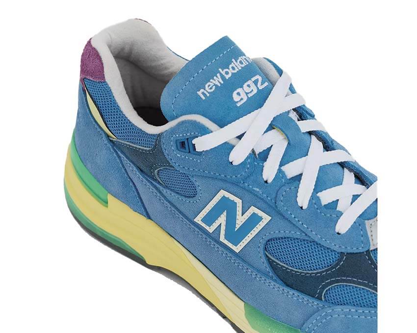 New Balance 992 Sea Stone vue latérale — tige multimatière gris bleuté Made in USA