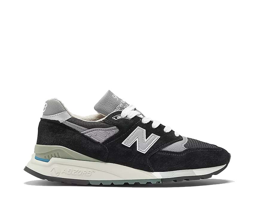 New Balance 998 Black White Made in USA — sneaker homme cuir américain