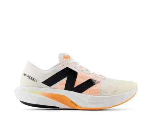 New Balance FuelCell Rebel V4 White Angora Hot Mango — scarpa running uomo reattiva