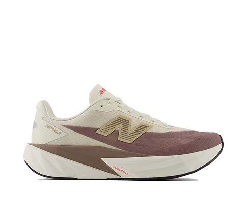 New Balance FuelCell Rebel v5 Angora/Earth Shadow — zapatilla running ligera reactiva