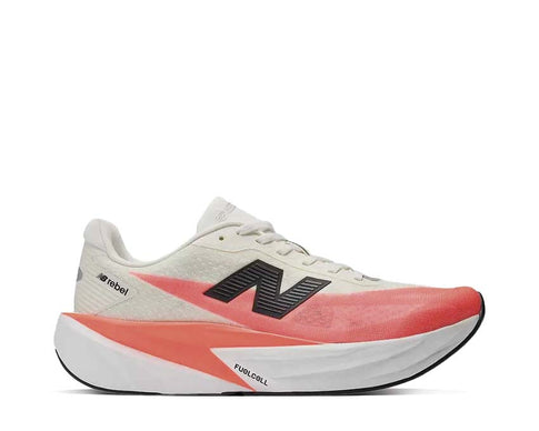 New Balance FuelCell Rebel v5 Urgent Red/White — scarpa running dinamica colorata