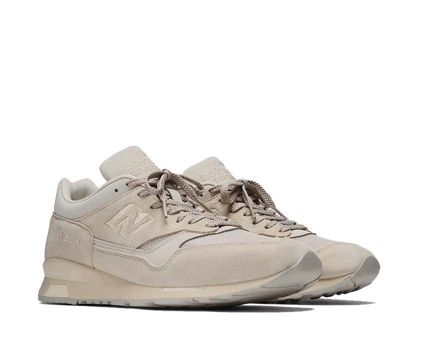 New Balance 1500 Made in UK Silver Birch vista laterale — tomaia in pelle e mesh premium