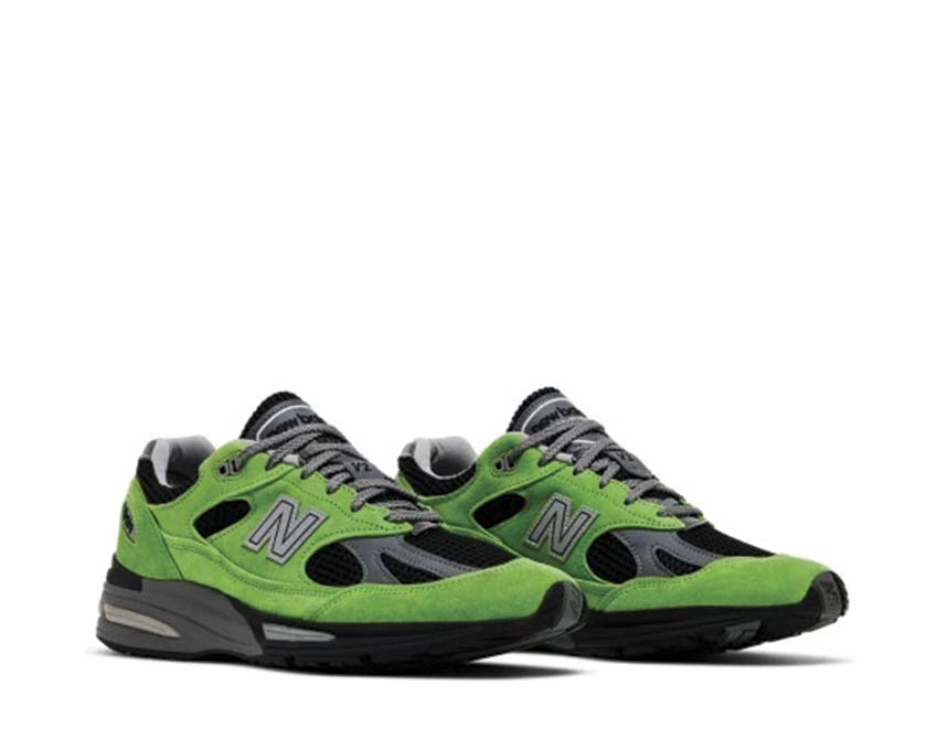 New Balance 991v2 Made in UK City Pack Olive/Brown vue latérale — tige suède et mesh
