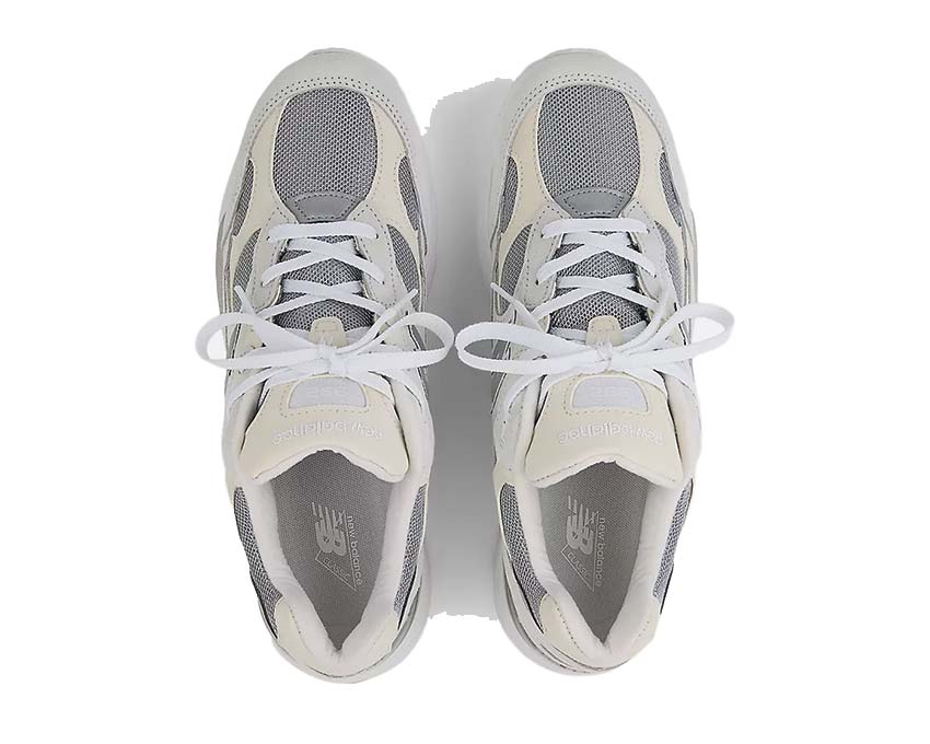 New Balance 992 Core White vue arrière — contrefort renforcé blanc immaculé