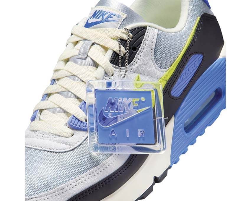 Nike Air Max 90 Wave Pack Cyber vista lateral — parte superior patrón ola amarillo cyber