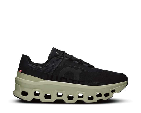 On Cloudmonster Black/Acacia — men's running shoe CloudTec cushioning long distance