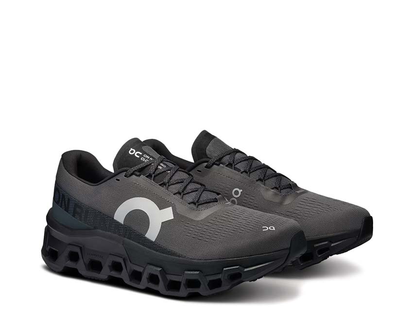 On Cloudmonster 2 Asphalt/Iron Seitenansicht — Dämpfungsprofil Herren-Laufschuh