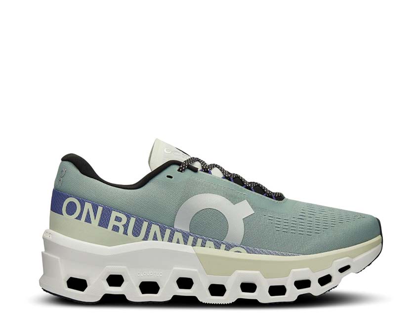 On Cloudmonster 2 Mineral/Aloe — Herren-Laufschuh maximale CloudTec Dämpfung