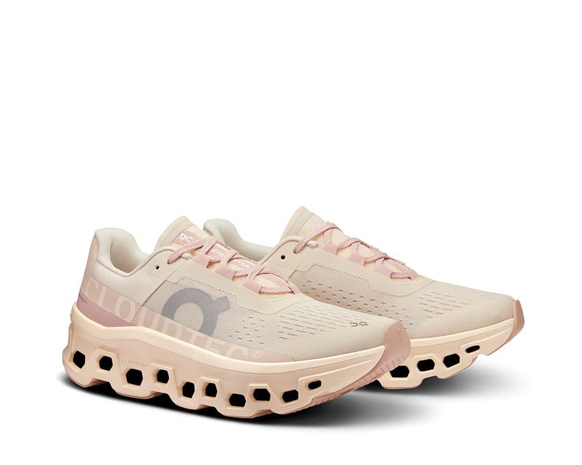 On Cloudmonster W White/Aurora side view — cushioning profile women