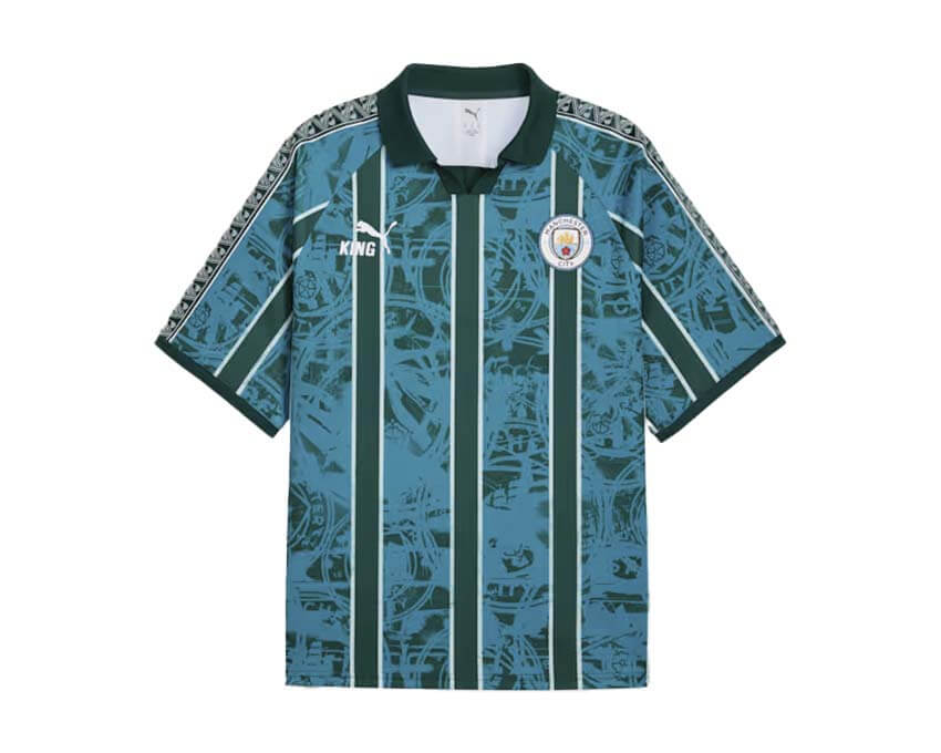 Puma MCFC KING Retro Jersey Bleu Tropical — maillot rétro Man City bleu tropical Puma