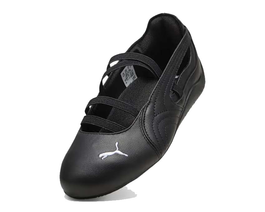 Puma Speedcat Ballet LTH Wns Black vista lateral — cuero negro ballet plano