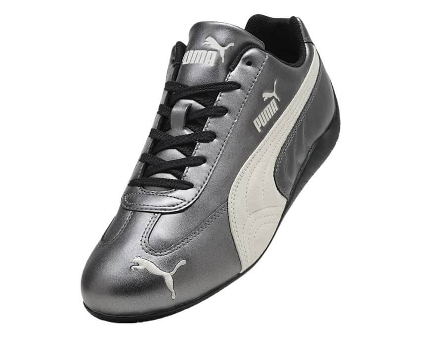 Puma Speedcat Metallic Argent vue latérale — cuir argenté Speedcat Metallic