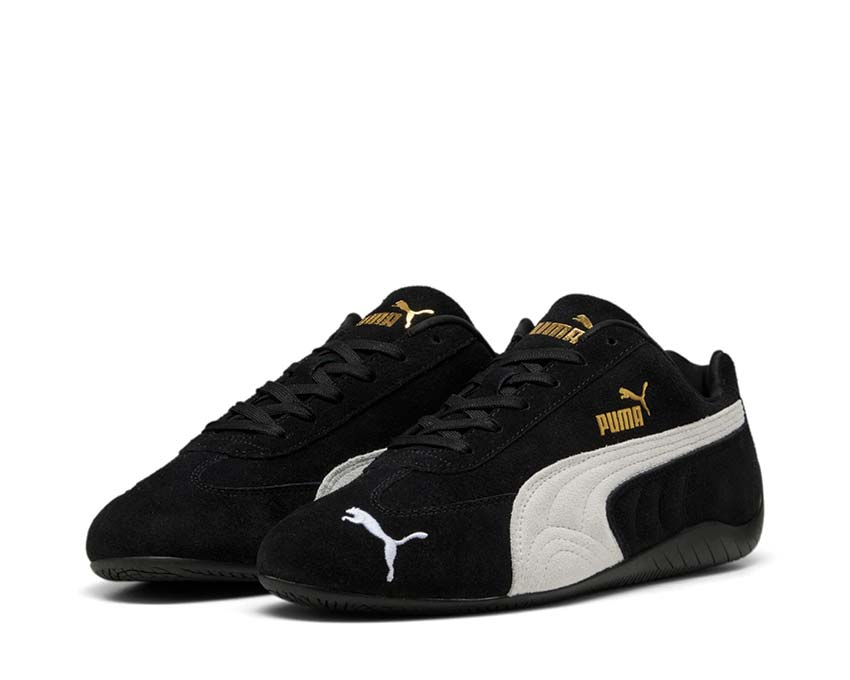 Puma Speedcat OG Black White vue latérale — tige cuir racing