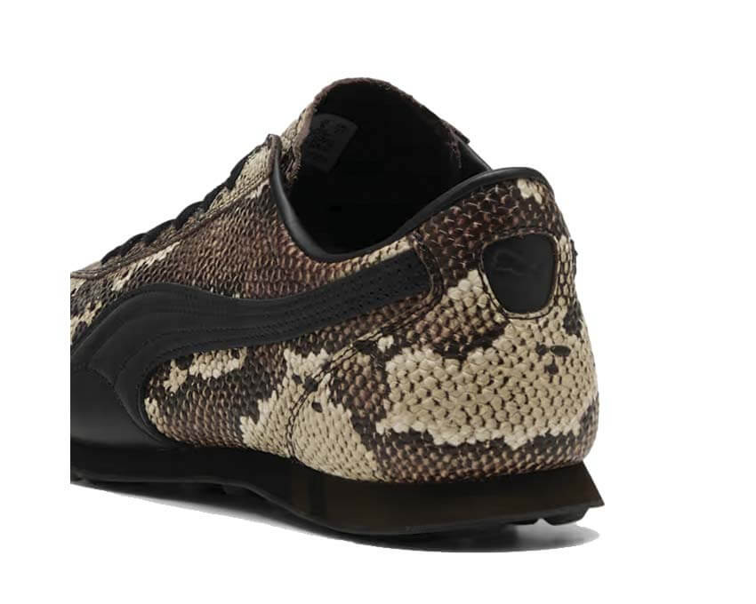 Puma Sprint Snake Brun détail — détail cuir serpent logo Puma Sprint