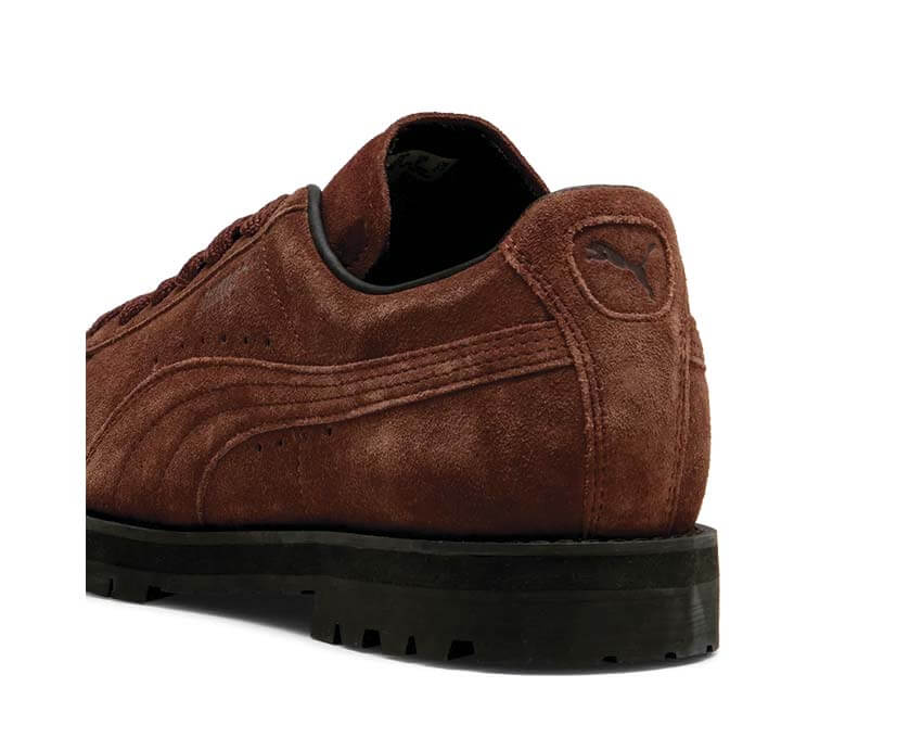 Puma Suede Vibram Chocolat détail — détail daim logo Puma Vibram choco