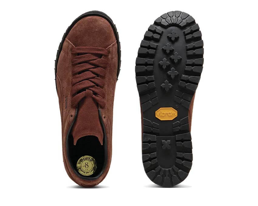 Puma Suede Vibram Chocolat dos — talon Suede Vibram daim chocolat