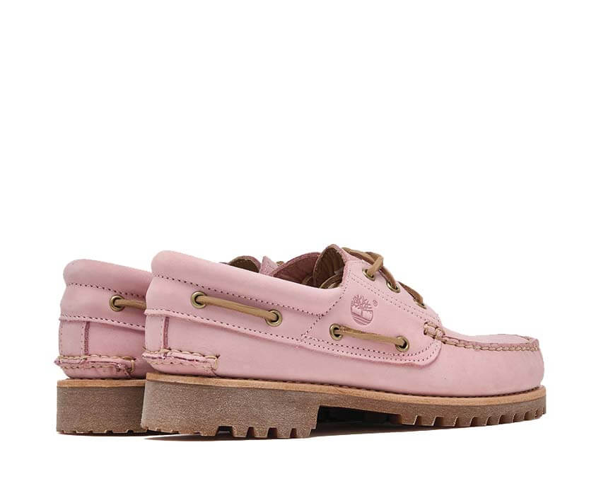 Timberland Boat Shoe Rose détail — détail nubuck rose logo Timberland
