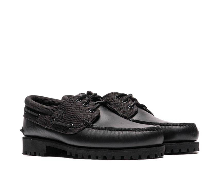 Timberland Authentic Boat Shoe detail — waxed laces and boat shoe stitching