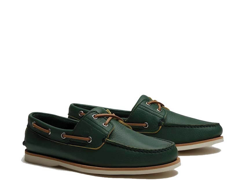 Timberland Classic Boat Shoe Medium Green vue latérale — profil mocassin vert homme