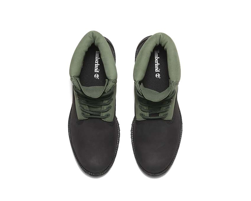 Timberland Premium 6-Inch Waterproof Boot Green détail — lacets plats logo